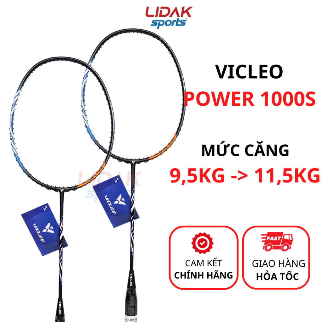 Vợt cầu lông Vicleo Power 1000S chính hãng mức căng 10kg, 11kg khung carbon siêu nhẹ