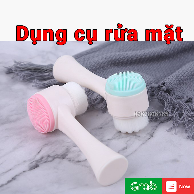 Máy rửa mặt – Dụng cụ rửa mặt silicon 2 đầu, làm sạch bụi bẩn và tẩy tế bào chết