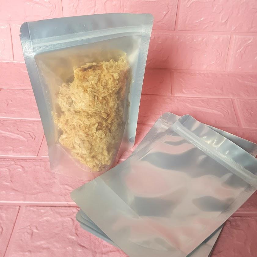 500g Túi nhôm đáy đứng ghép bạc 15x22cm – Túi Zip đáy đứng một mặt trong một mặt bạc