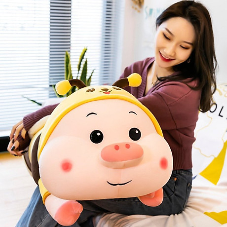 Gấu Bông Heo Ong Cute Siêu To 60cm- 1m2 Ong Vàng Lợn Nằm Cosplay Ong Vàng Cao Cấp