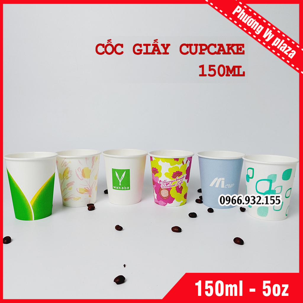 50 cốc giấy cupcake 150ml - 5oz ly giấy nhập khẩu hàn quốc
