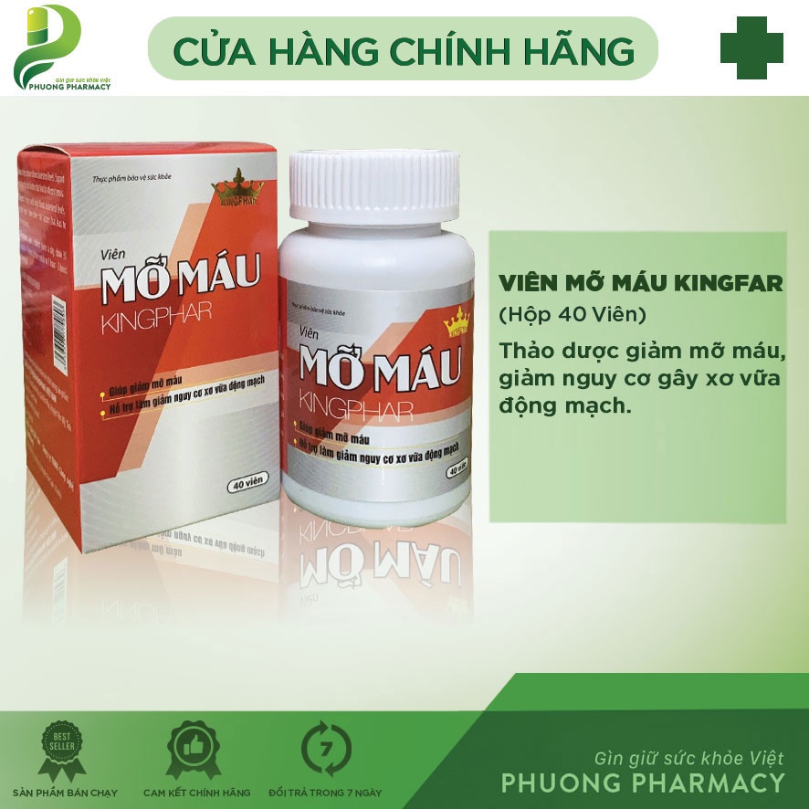 Viên mỡ máu Kingphar giúp hạ mỡ máu, điều hòa cholesterol phòng ngừa béo phì P170