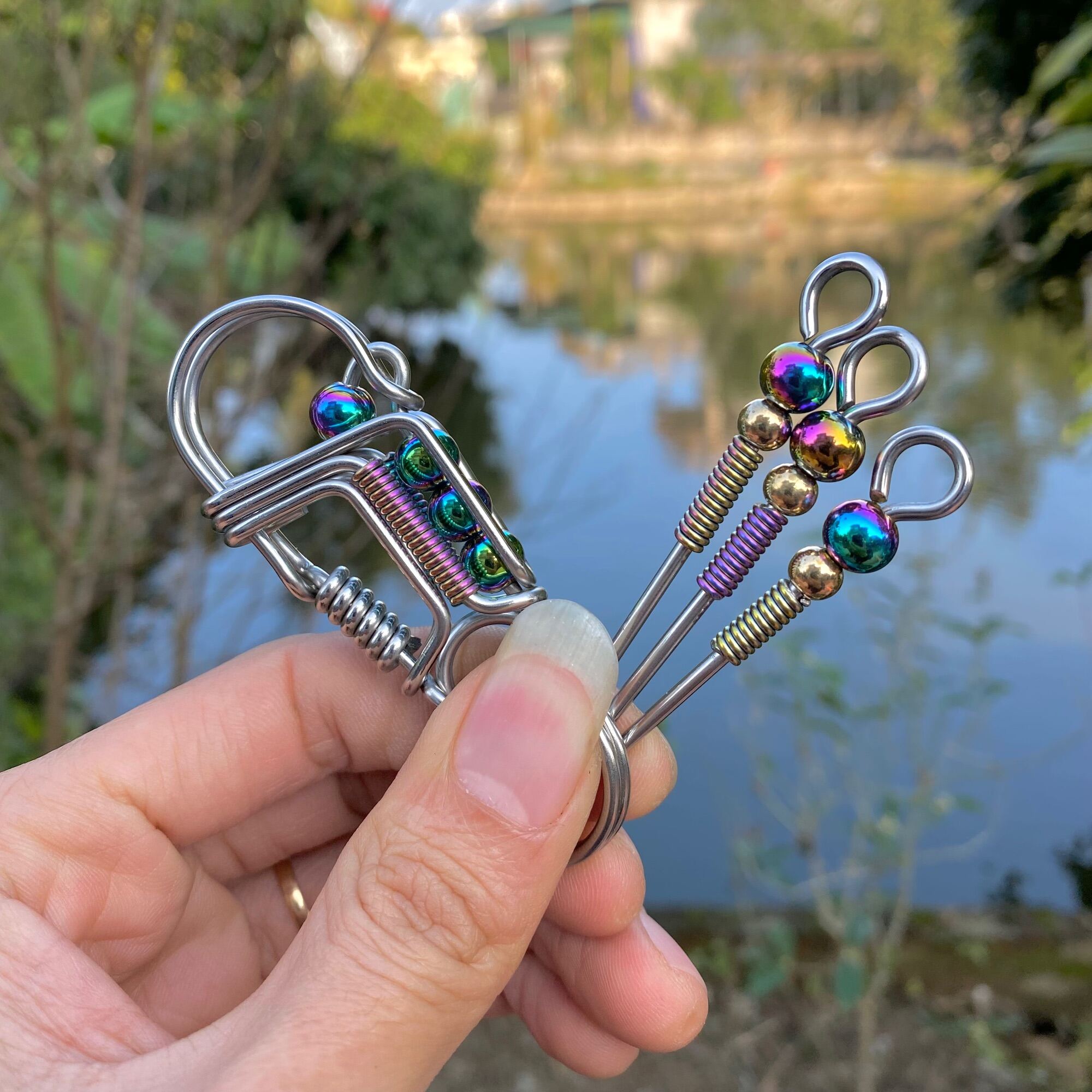 EDC man Móc khoá tittan gr5 cao cấp thiết kế bằng sợi titan 2 ly siêu cứng cáp độc lạ đồ chơi xe máy oto