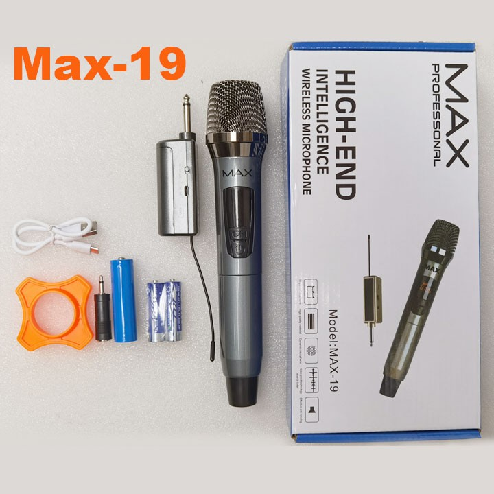 Micro không dây, mic karaoke, micro karaoke, micro khong day - Micro không dây đa năng Max 56 - Hút âm tốt, chống hú hiệu quả - Sạc pin ngay trên mic - Pin sạc dung lượng cao - Màn hình LCD hiển thị tần số - Phù hợp mọi thiết bị.