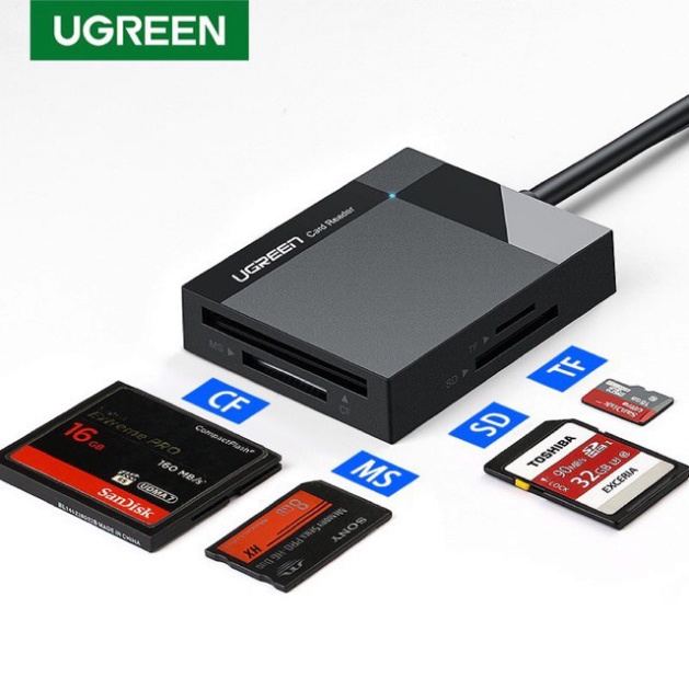 Đầu đọc thẻ usb 3.0 cao cấp ugreen 30231 30333 hỗ trợ thẻ tf/sd/cf/ms chính hãng cm207