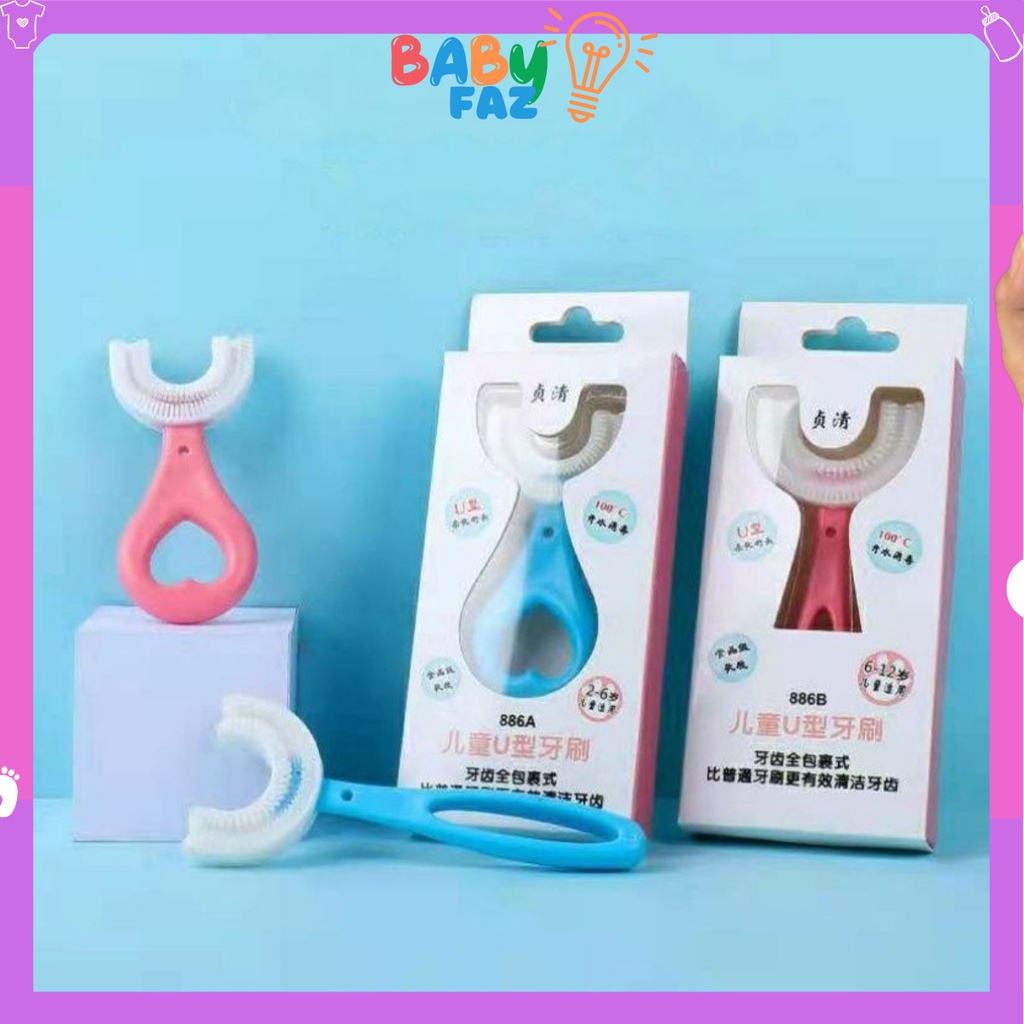 Bàn chải đánh răng chữ U cho bé babyfaz chịu được lực cắn, cho bé từ 2 tuổi - 12 tuổi