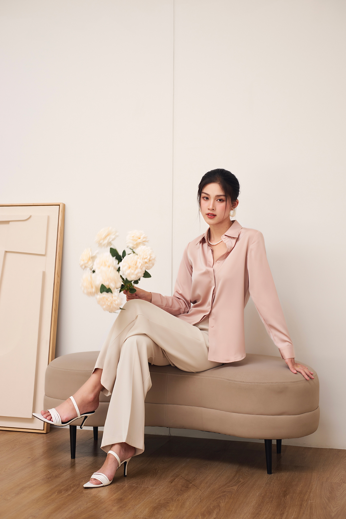 Áo sơ mi lụa nữ cao cấp gillee phong cách công sở sang trọng fas250