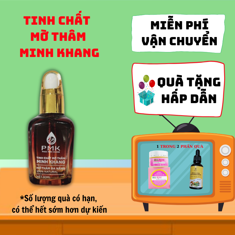 Tinh chất mờ thâm Phúc Minh Khang Giúp làm mờ các vết thâm mụn-thâm nách-thâm mắt-thâm môi-thâm tay chân-đầu gối-dưỡng ẩm cho da dùng được cho mọi lứa tuổi-mùi hương đuổi được muỗi côn trùng