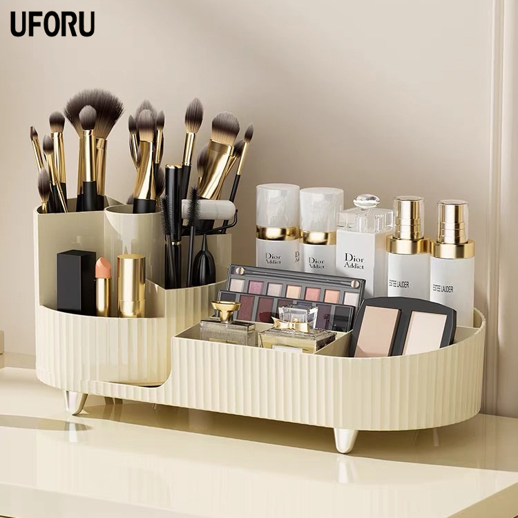 Kệ đựng mĩ phẩm đồ trang điểm để bàn Uforu cao cấp, kệ để mĩ phẩm xoay 360 tiện dụng sang trọng - UFP180
