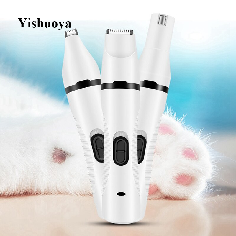 1 Bộ Dụng Cụ Chải Lông Cho Thú Cưng Máy Cạo Lông Đèn LED, Máy Làm Móng Chuyên Nghiệp Có Thể Sạc Lại, Tông Đơ Điện 3 Đèn USB - INTL