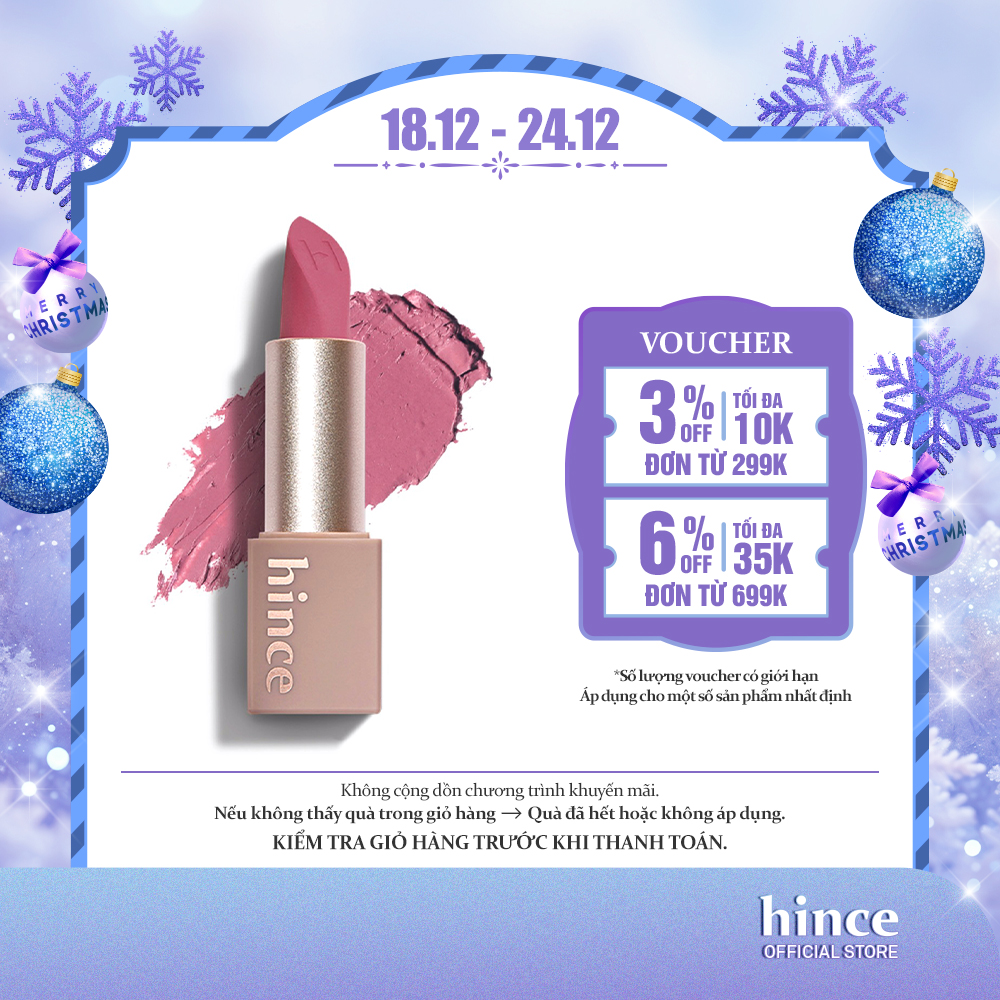 Son thỏi lì không khô môi mỏng nhẹ hince Mood Enhancer Matte 3.5G