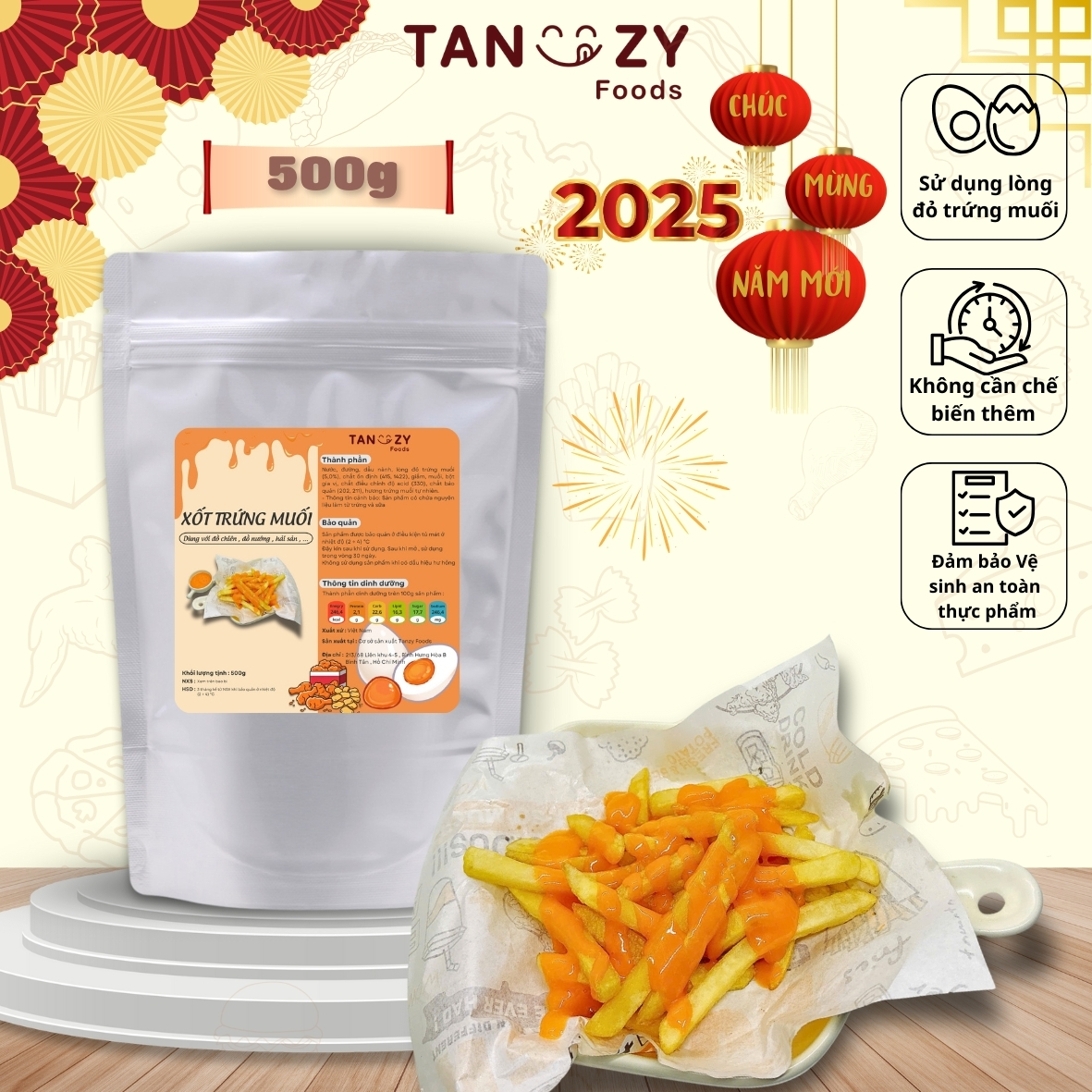 Xốt trứng muối hoàng kim 500g, dùng trực tiếp phù hợp đồ chiên nướng...
