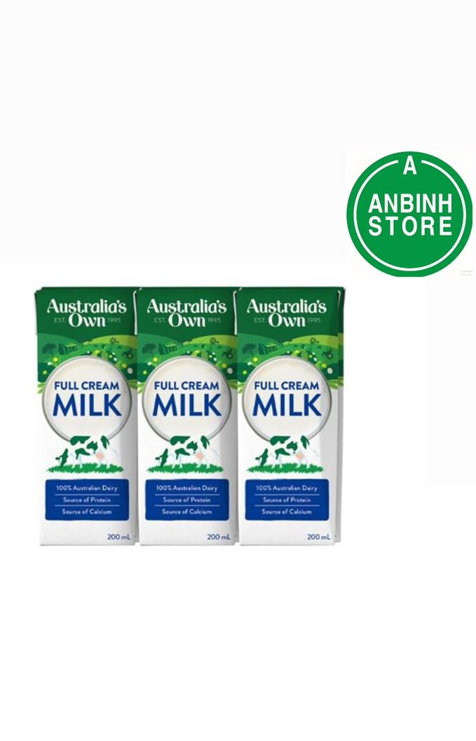 Date 8/24 lốc 6 hộp sữa tươi nguyên kem australia own úc 200ml