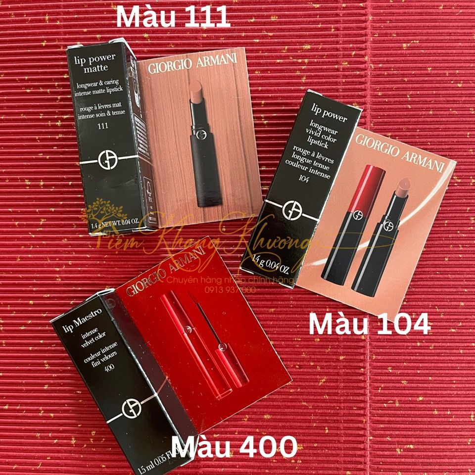 Minisize - Son môi lì lâu trôi Armani Beauty - Lip Power Long Lasting Lipstick - 1.4g/thỏi