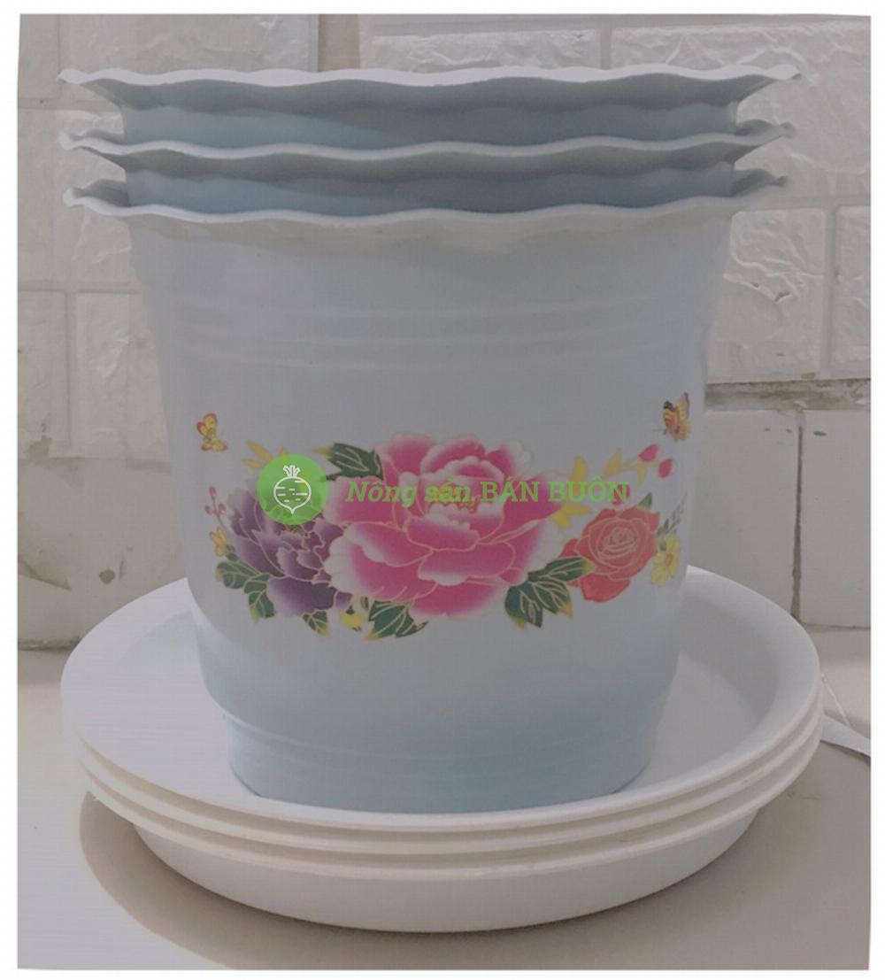 Combo 3 Chậu Nhựa Trồng Hoa,Cây Cảnh Hình Tròn BB 280x260 CN + 3 Khay (Đĩa) Lót Đế Chậu D270