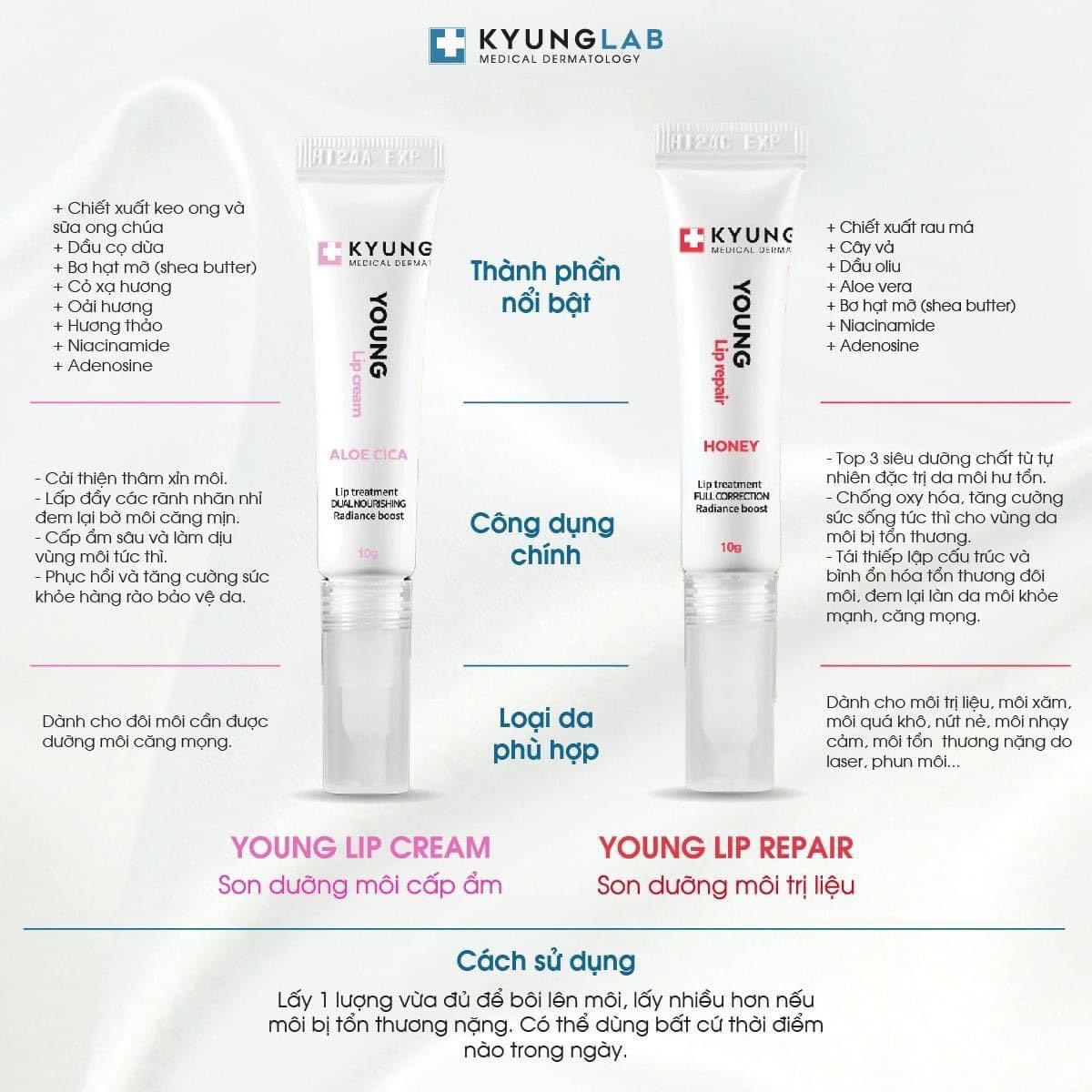 Son dưỡng KyungLab Young Lip dưỡng ẩm giảm thâm phục hồi môi hư tổn 10g