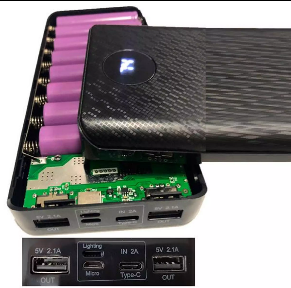 Box vỏ sạc và mạch sạc dự phòng 8 cell PIn tiện lợi sac cho điện thoại, máy ảnh, đèn USB vvv.., ( chưa PIN)