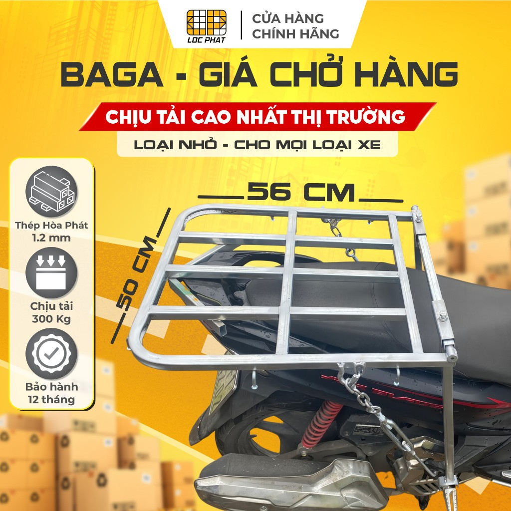 Baga giá chở hàng Lộc Phát loại nhỏ 50x56cm ( dùng cho xe Số & xe Ga)