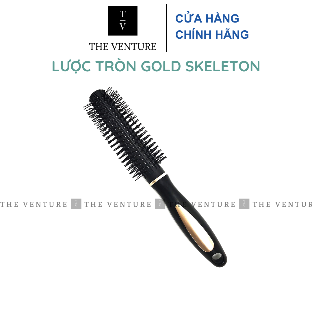 Lược tròn Gold Skeleton Brush tạo kiểu tóc  uốn tóc cao cấp .