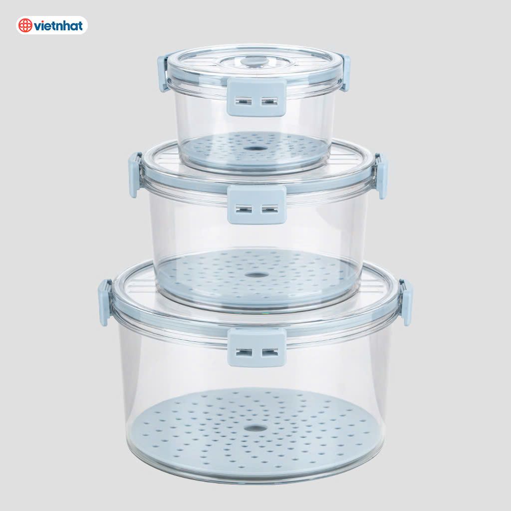 [QT không bán từ NIN] Bộ 3 hộp thực phẩm tròn