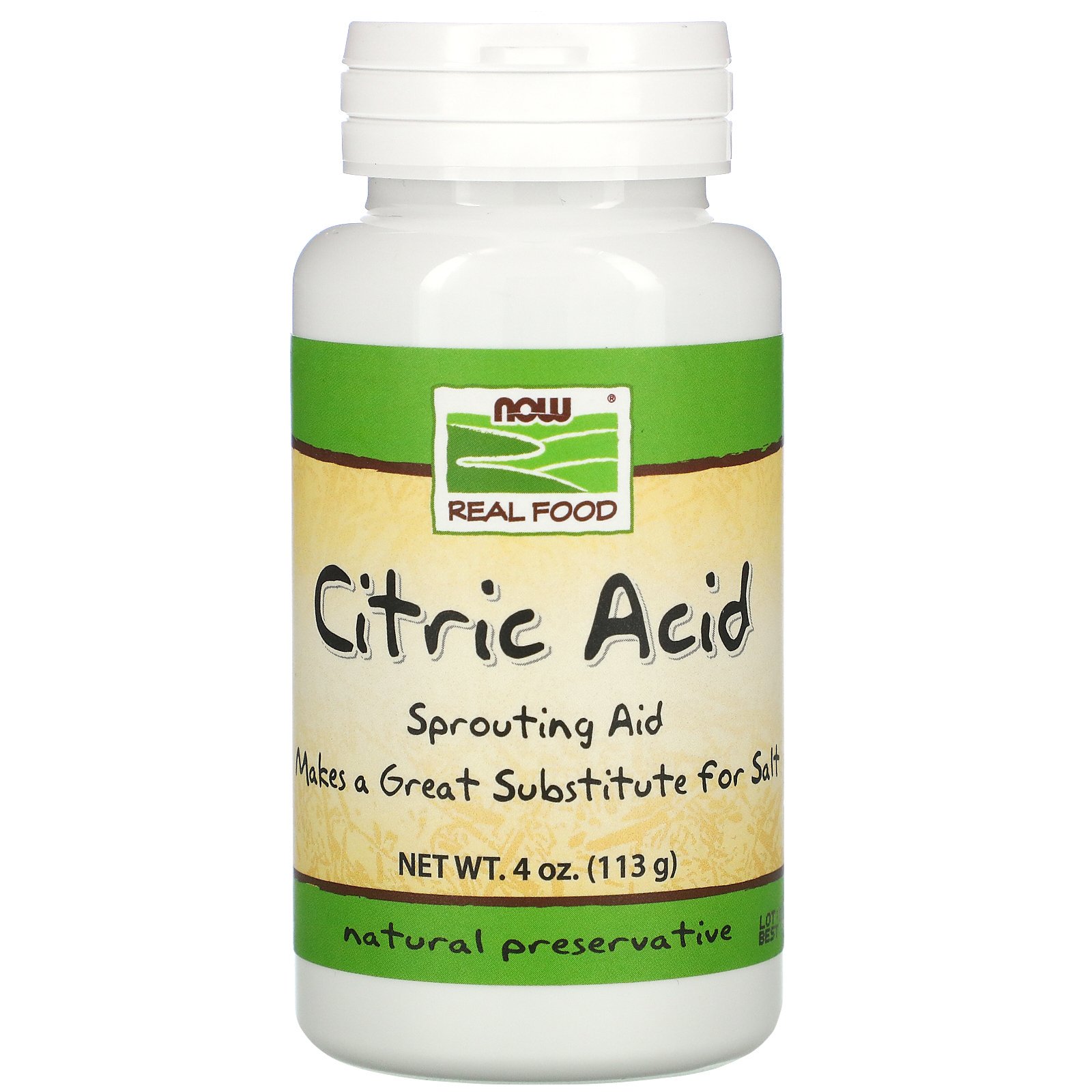 Bột muối chua - thay thế muối - chất bảo quản tự nhiên now foods citric acid, 113g