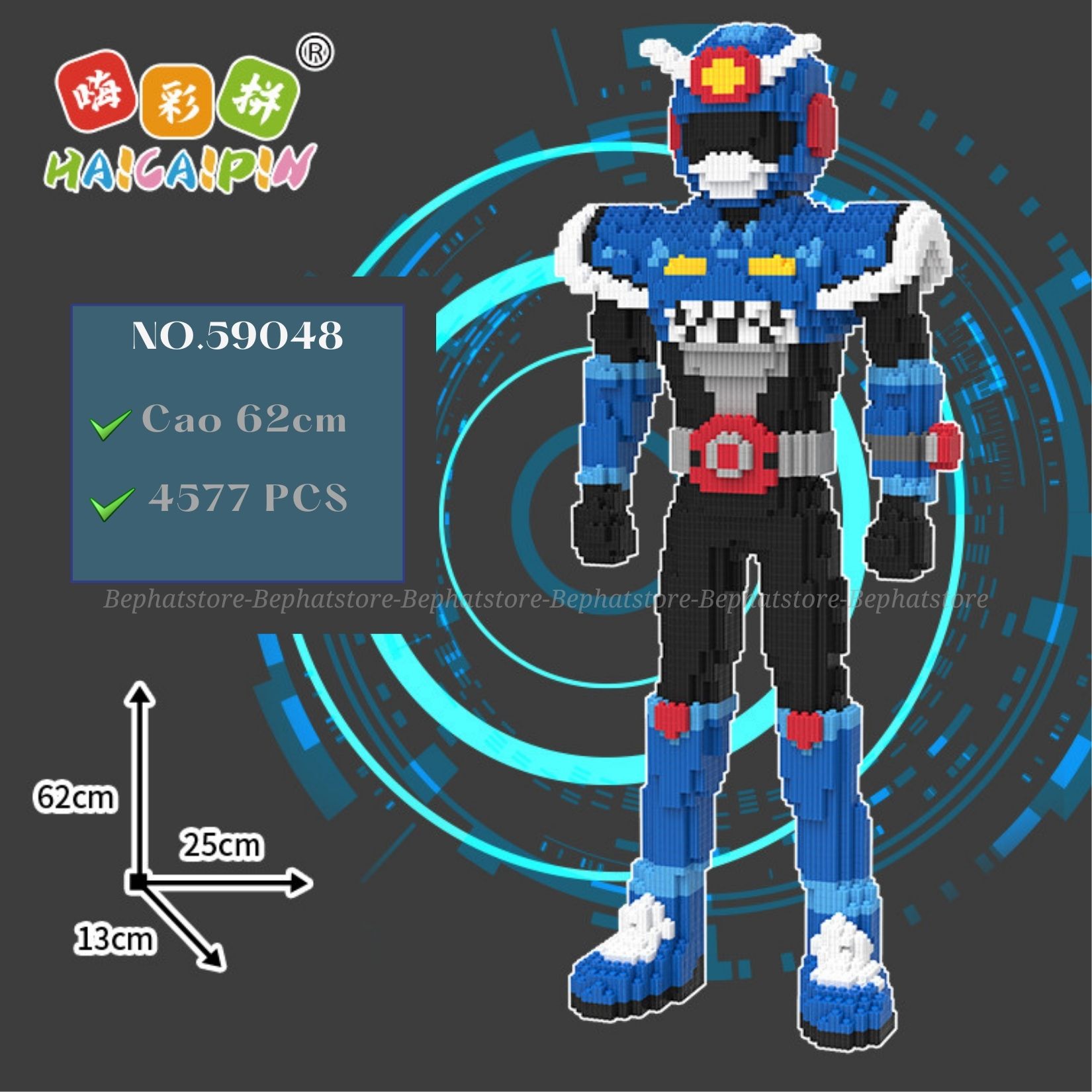 Mô hình siêu nhân robot cao 62cm & đồ chơi lắp ghép nhân vật hoạt hình spiderman one piece pikachu cho bé