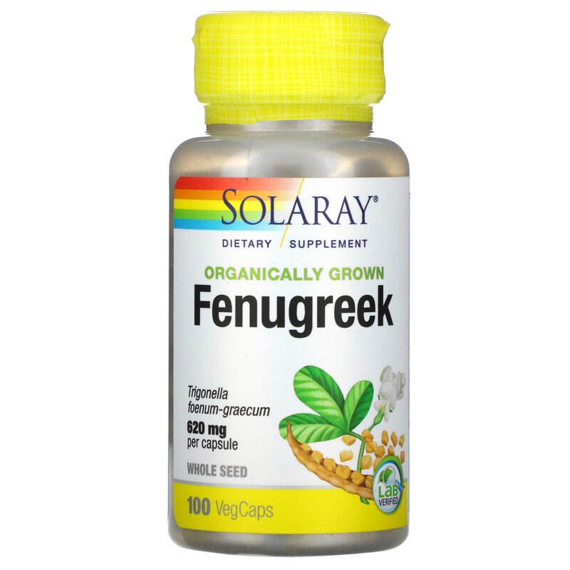 Chiết xuất Cỏ cà ri Solaray Organically Grown Fenugreek 620 mg 100 VegCaps