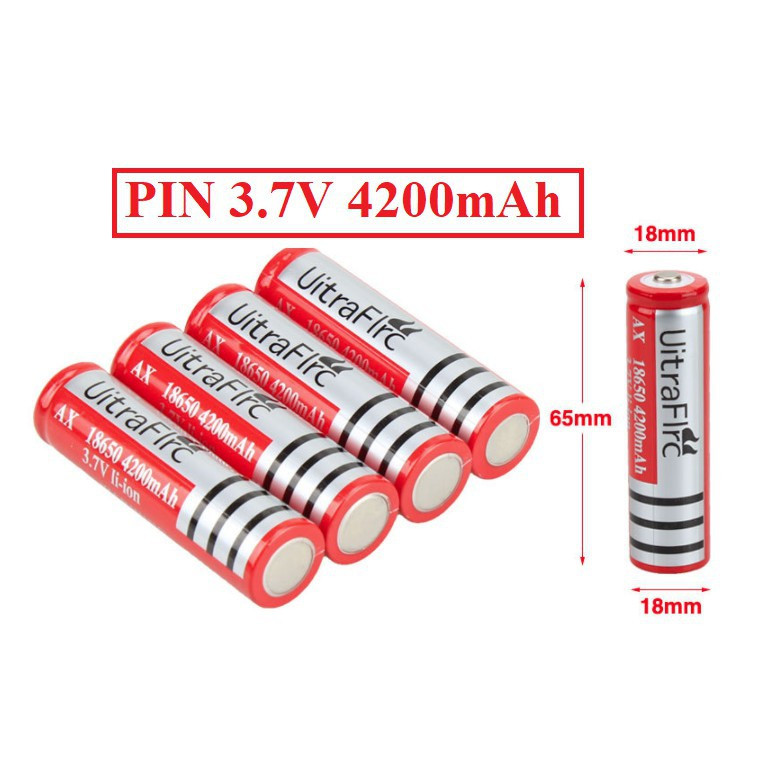 Bộ 2 pin sạc 18650 3.7V-4200Mah loại tốt dành cho đèn pin , quạt ...