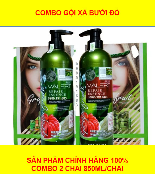 Combo 1 dầu gội và 1 dầu xả bưởi grape fruit valert 850ml/chai