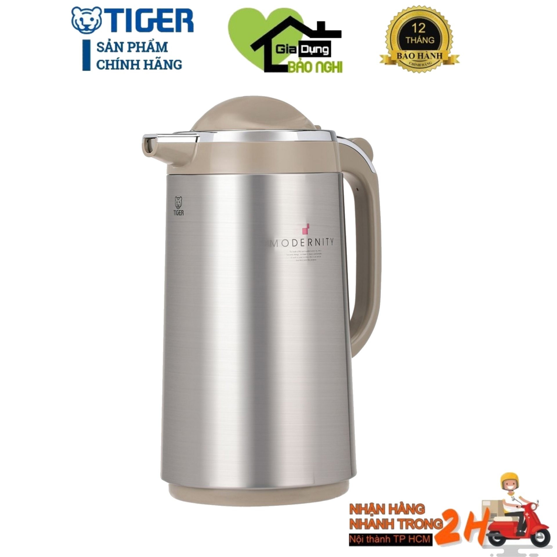 [HCM]Bình thủy chứa ruột thủy tinh Tiger PRT-S190 (1.88L)