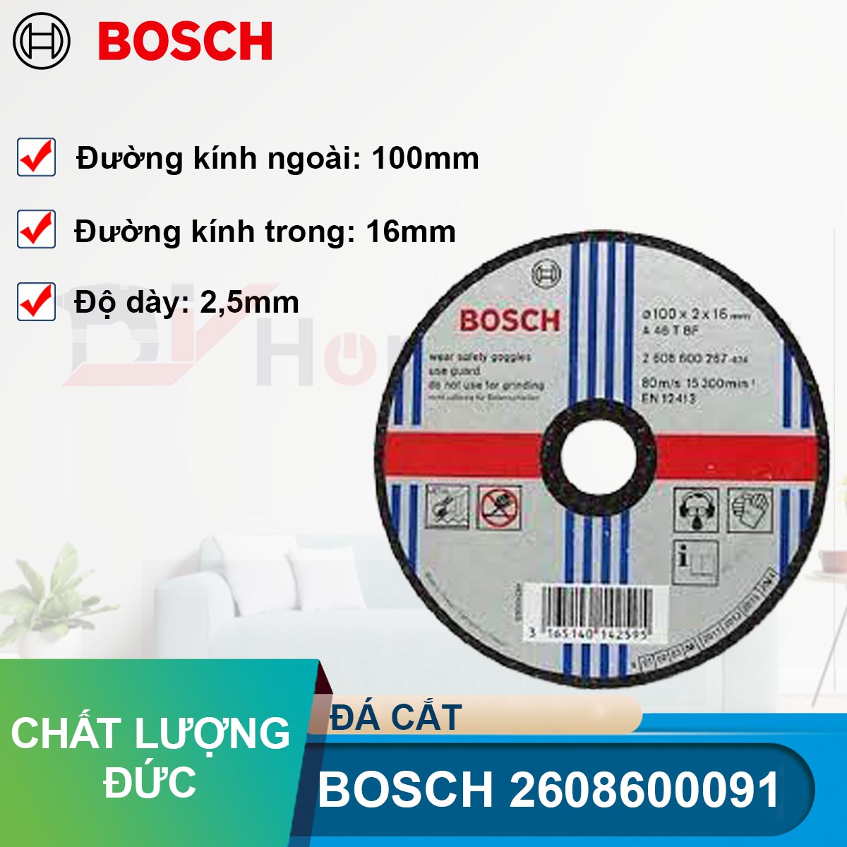 Đá cắt bosch 100x2.5x16mm 2608600091