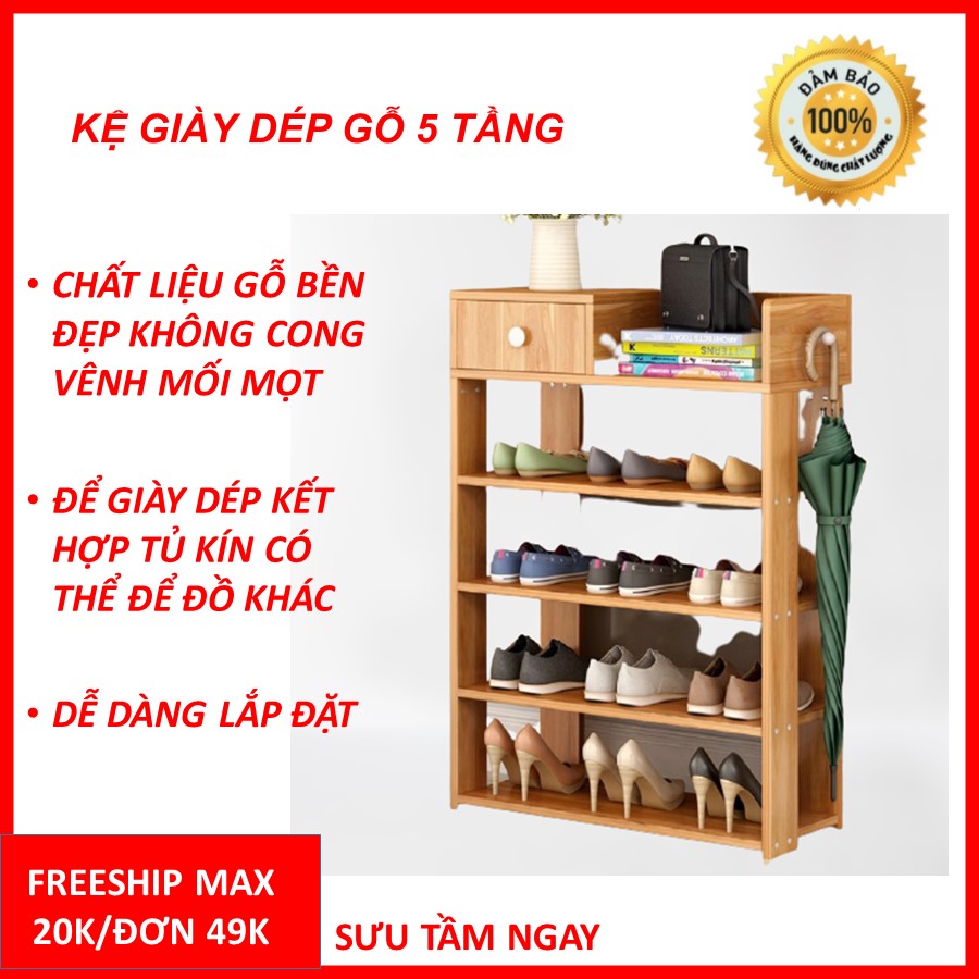 Kệ để giày dép bằng gỗ 5 tầng