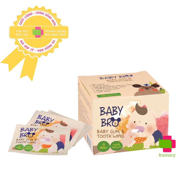Gạc vệ sinh răng miệng Xylitol BabyBro gum & tooth wipes, Hàn Quốc cho bé 0-3 tuổi