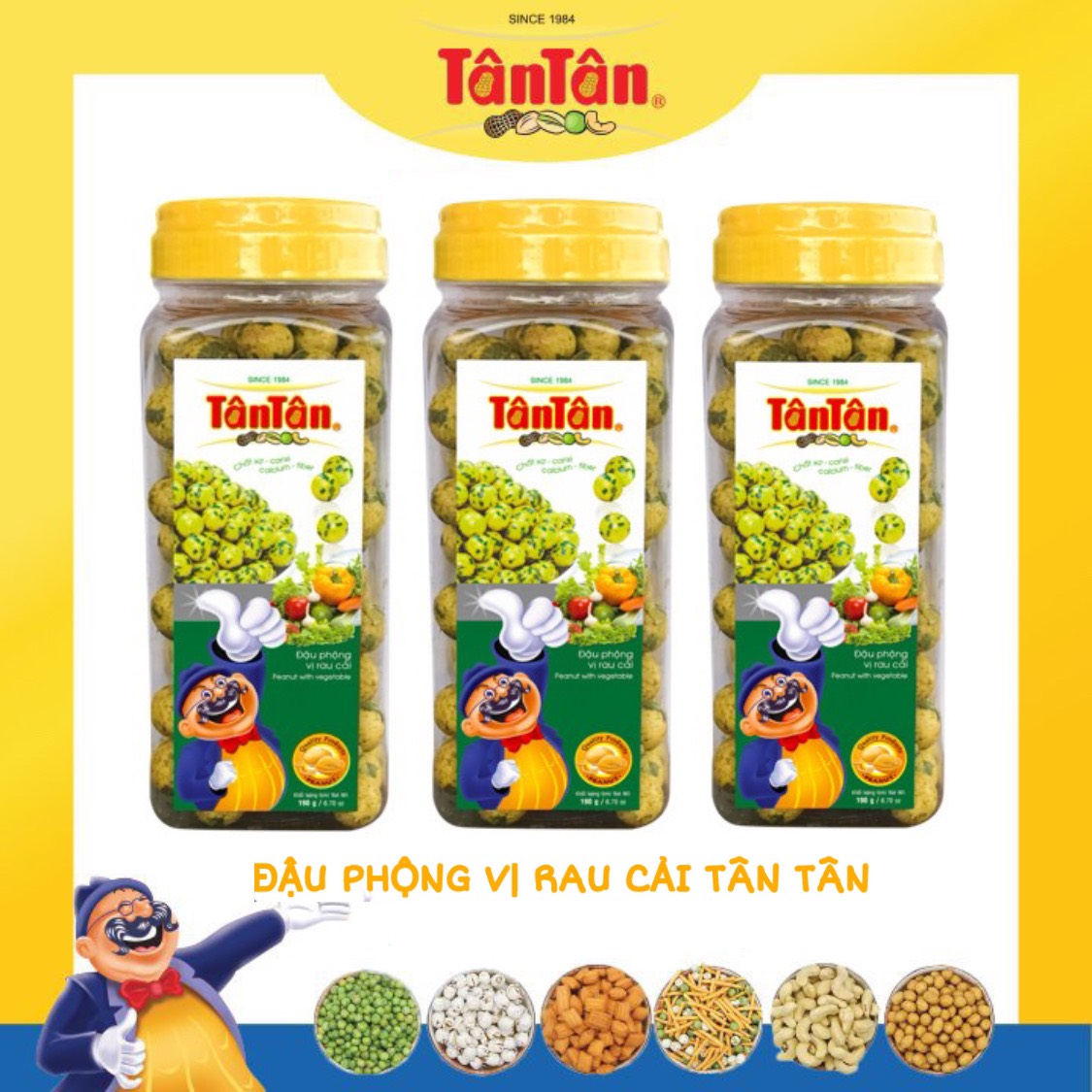 Đậu phộng vị rau cải tân tân 190g - combo 3 hũ