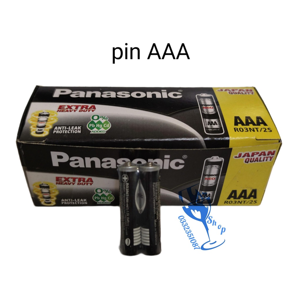 Bộ 2 pin than đũa aaa panasonic neo extra heavy duty r03nt 1.5v