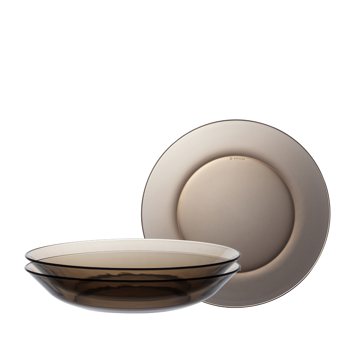 Bộ 2 dĩa D3014C Duralex - Lys Nâu khói Creole 21cm Thủy tinh cường lực cao cấp Pháp