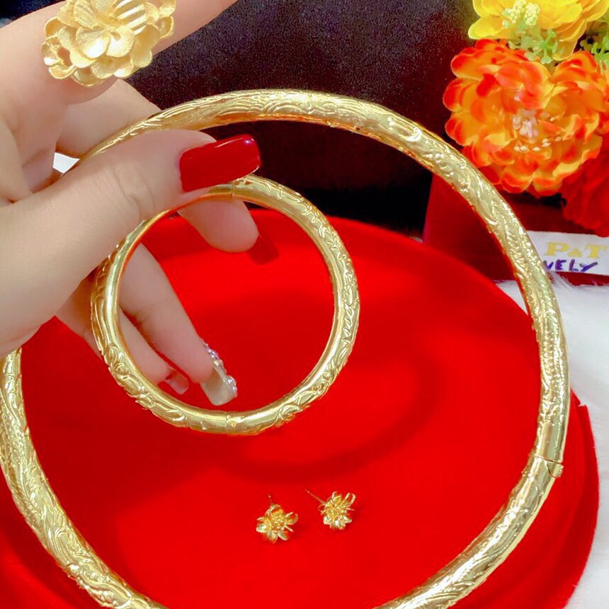 Set bộ trang sức kiểu cưới mạ vàng 24k mẫu cực đẹp