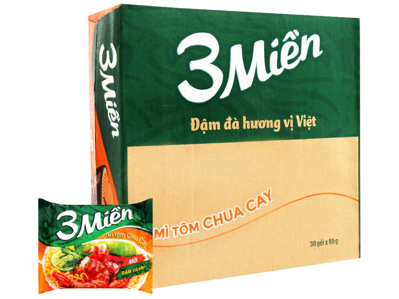 Mì 3 miền tôm chua cay thùng 30 gói x 65g