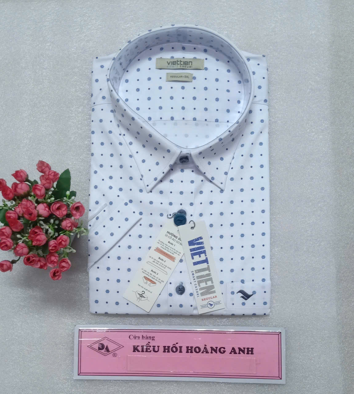 Áo Sơ Mi Tay Ngắn Lai Ngang VIETTIEN - KHHA CH2 - 6S0256