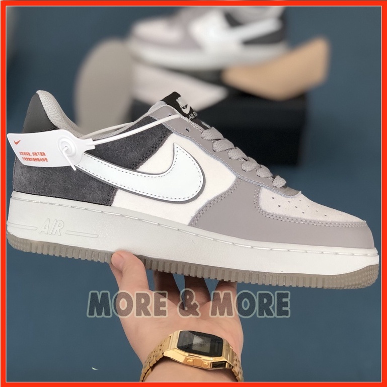 Giày AF1 custom xám đen chất lượng nguyên bản đủ size