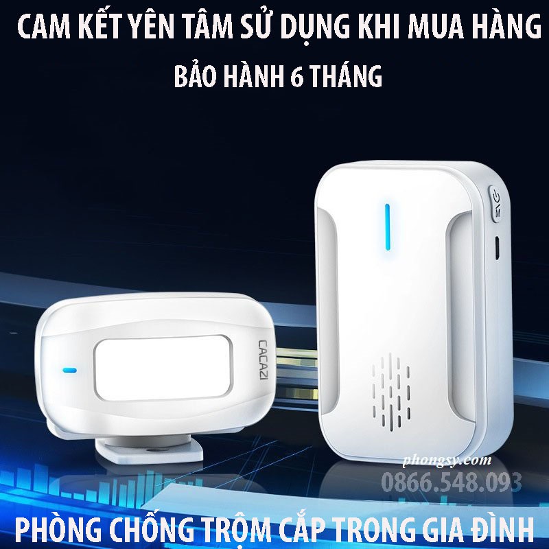 Chuông báo khách, báo động hồng ngoại không dây Cacazi-C12