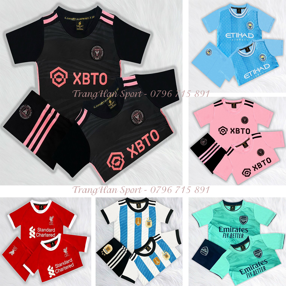 Bộ quần áo bóng đá TRẺ EM giải 2023- 2024 (13- 40kg) vải thun lạnh mềm mịn < nhiều mẫu > - Bộ thể thao bé trai bé gái