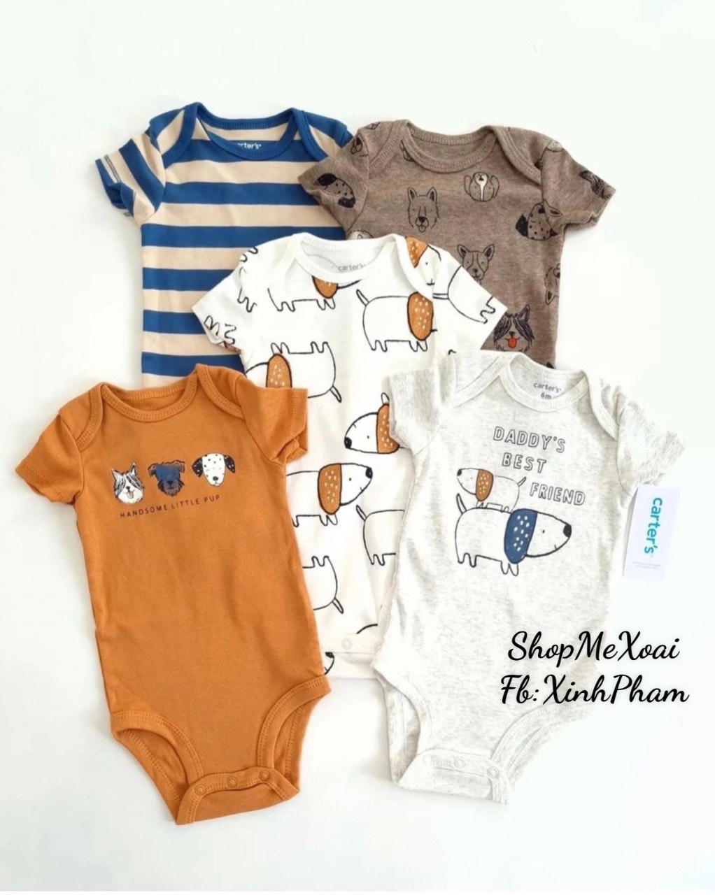 Combo 5 body cộc tay cho bé trai/ bé gái xuất dư