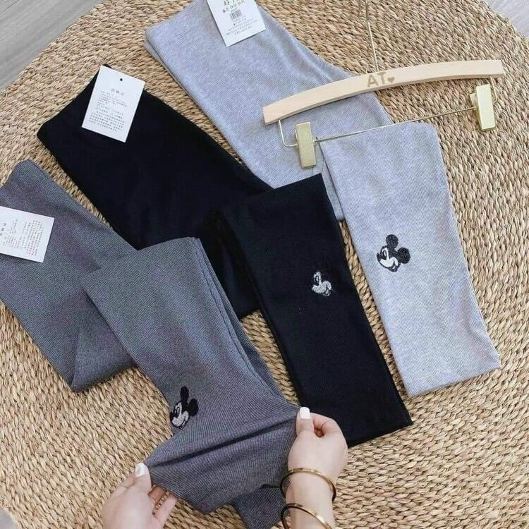 Quần legging nữ len tăm cạp cao. Quần nữ dáng dài ôm body hình mickey. Có kèm ảnh thật