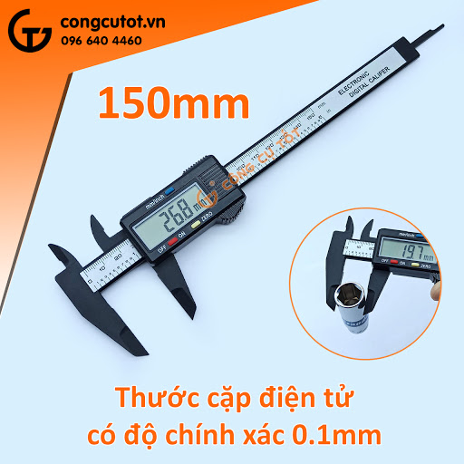 Thước kẹp điện tử sợi carbon 150 mm được sử dụng nhiều trong những ngành sản xuất như: cơ khí, đồ gỗ, đồ nhựa, nhôm kính…