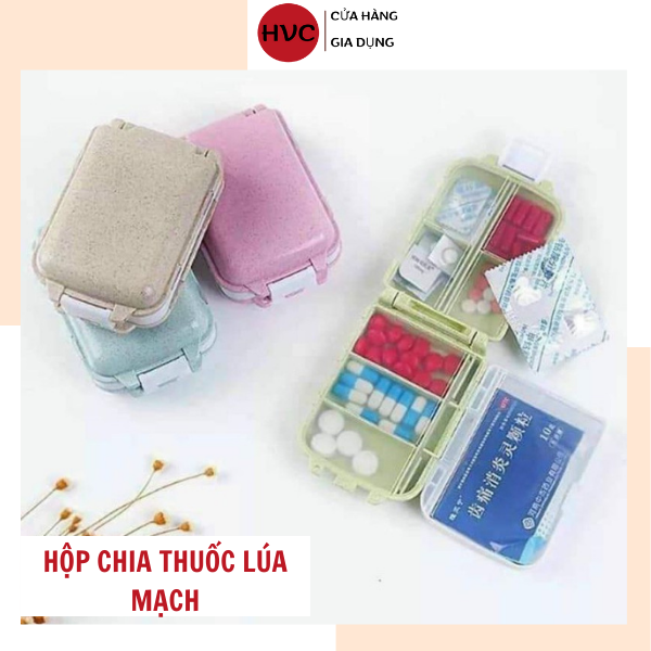 HỘP CHIA THUỐC 3 TẦNG 8 NGĂN LÚA MẠCH MINI, HỘP ĐỰNG THUỐC MINI TIỆN LỢI