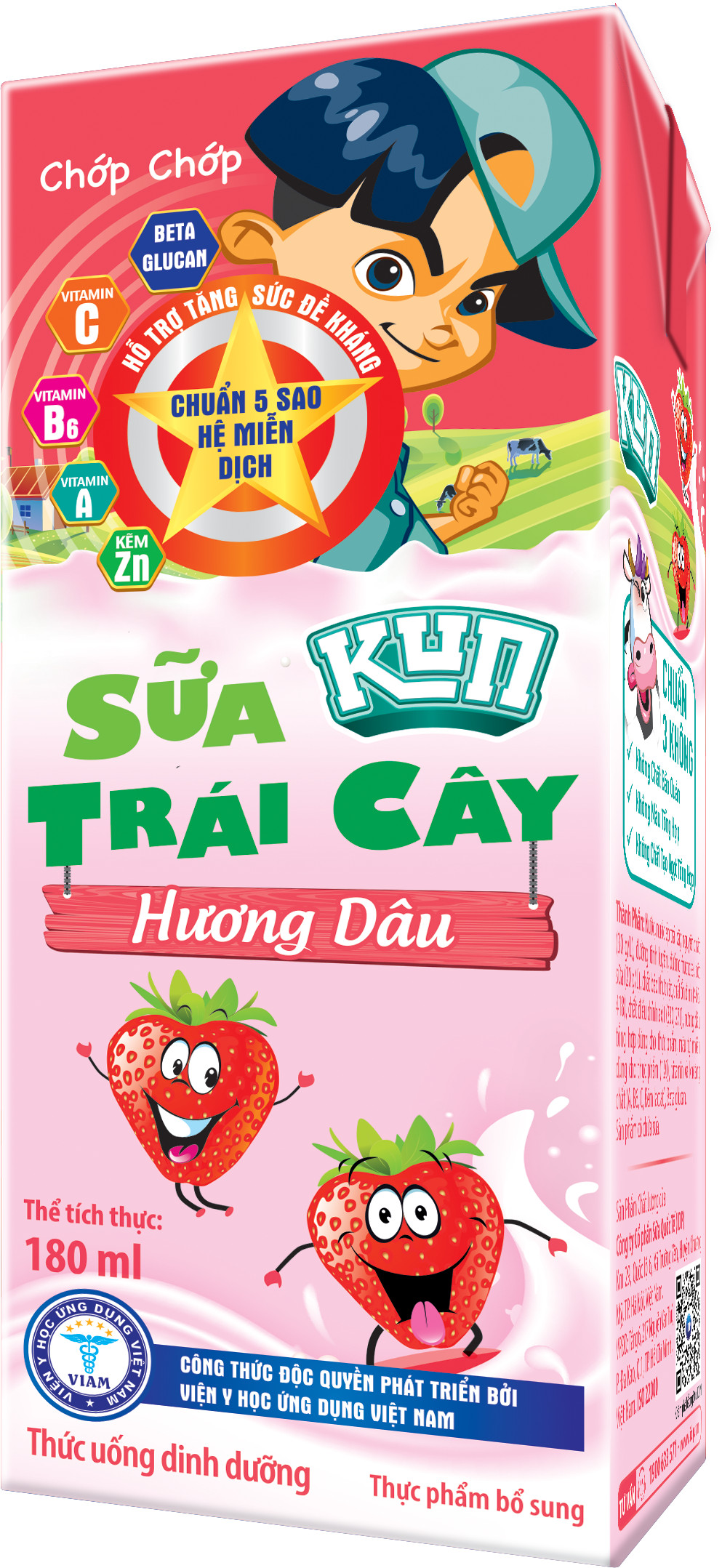 Thùng 48 hộp 180ml Sữa trái cây KUN DÂU