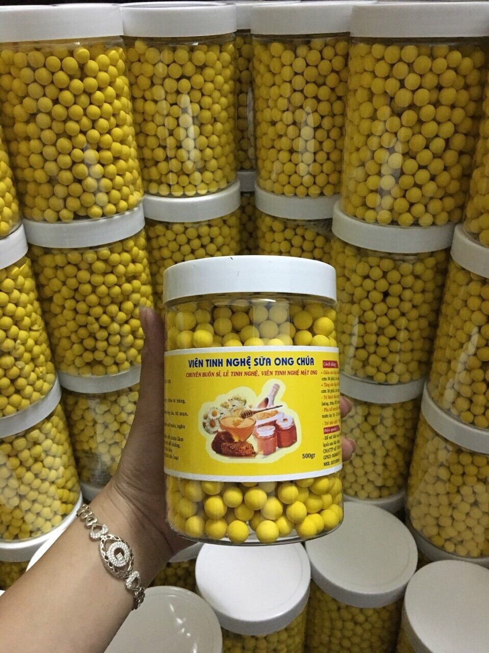 Viên tinh bột nghệ mật ong, viên nghệ nguyên chất, đẹp dáng, đẹp da