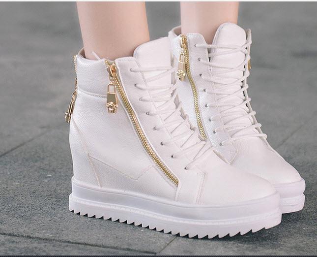 Giày boot nữ cao cổ đế độn phong cách Hàn Quốc B042