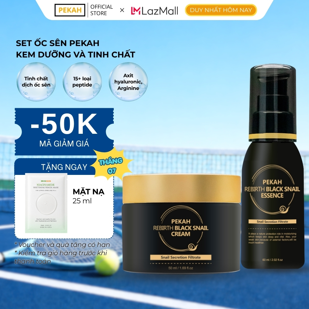 Combo Serum Dưỡng Ẩm PEKAH Chống Lão Hóa Giúp Giảm Nhăn 60ml và Kem Dưỡng Ốc Sên PEKAH Chống Lão Hóa Giúp Mờ Thâm 50ml
